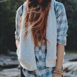 Off white faux Sherpa vest